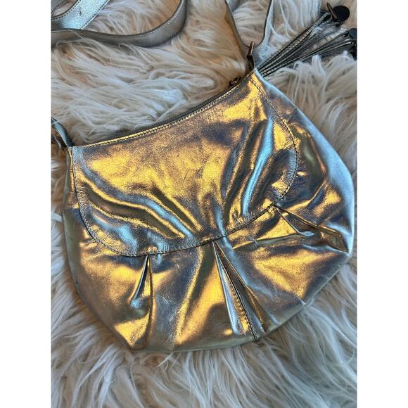 Velez Women's Weare Leather Gold Glitter Evening Tasseled Crossbody‎ Handbag - Picture 6 of 12